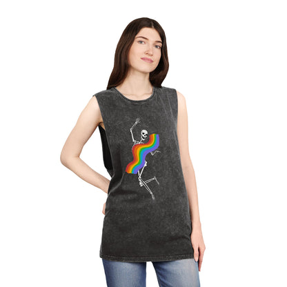 Rainbow Skeleton Stonewash Tank Top