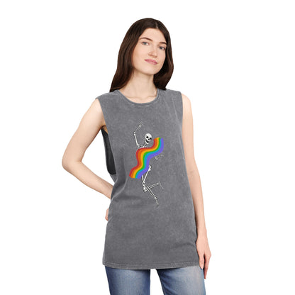 Rainbow Skeleton Stonewash Tank Top