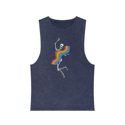 Rainbow Skeleton Stonewash Tank Top