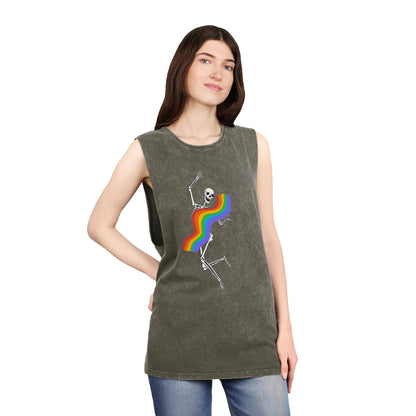 Rainbow Skeleton Stonewash Tank Top