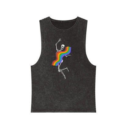 Rainbow Skeleton Stonewash Tank Top