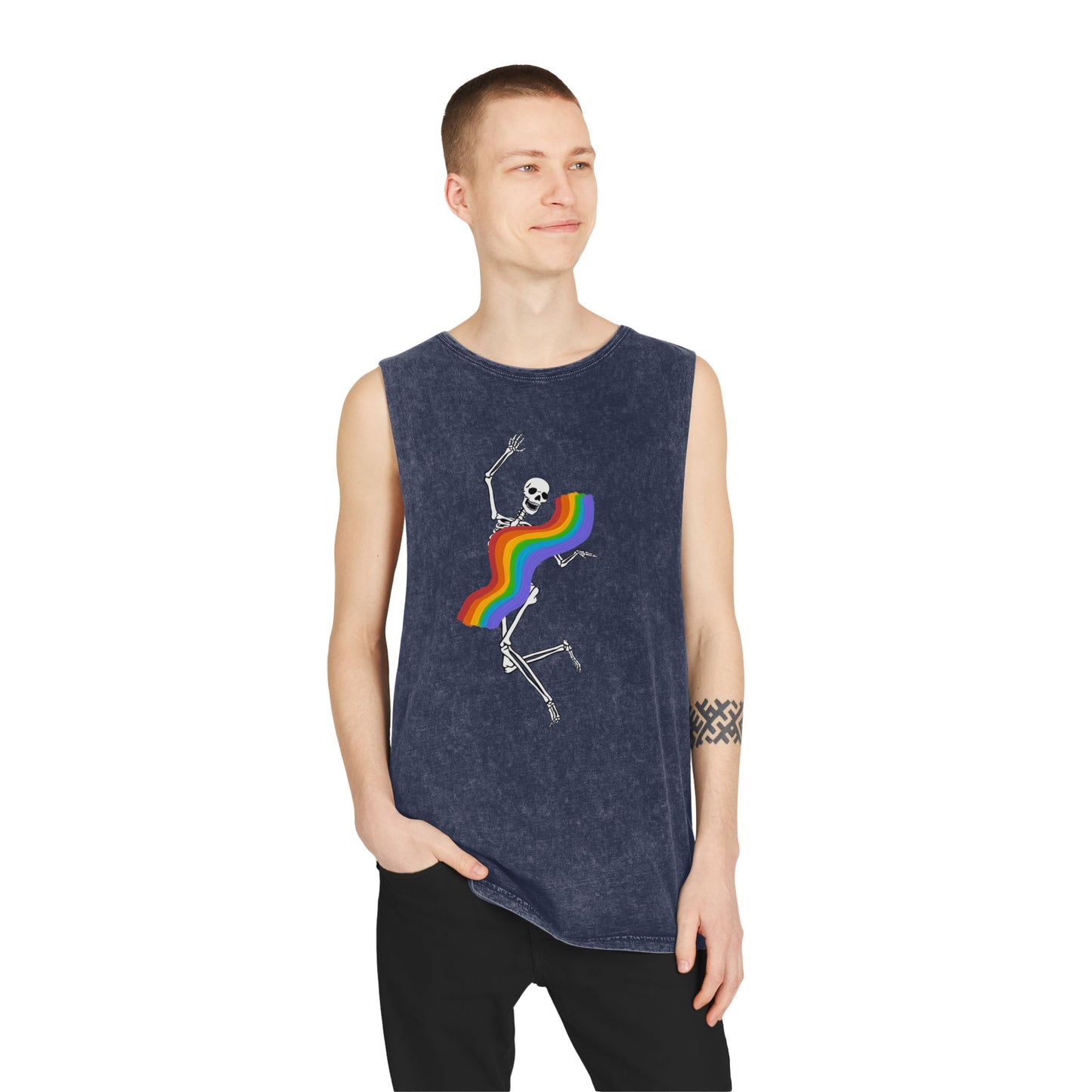 Rainbow Skeleton Stonewash Tank Top