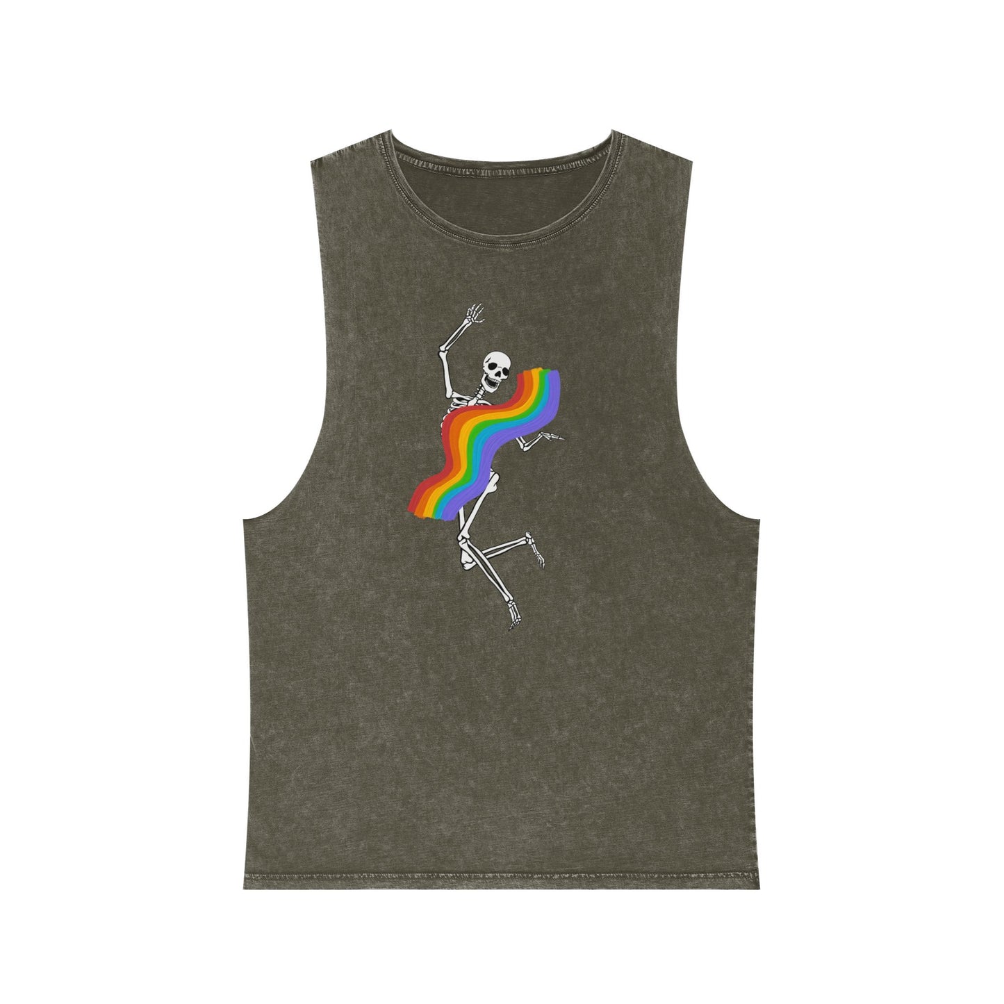 Rainbow Skeleton Stonewash Tank Top