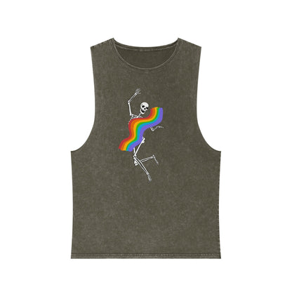 Rainbow Skeleton Stonewash Tank Top
