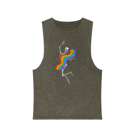 Rainbow Skeleton Stonewash Tank Top