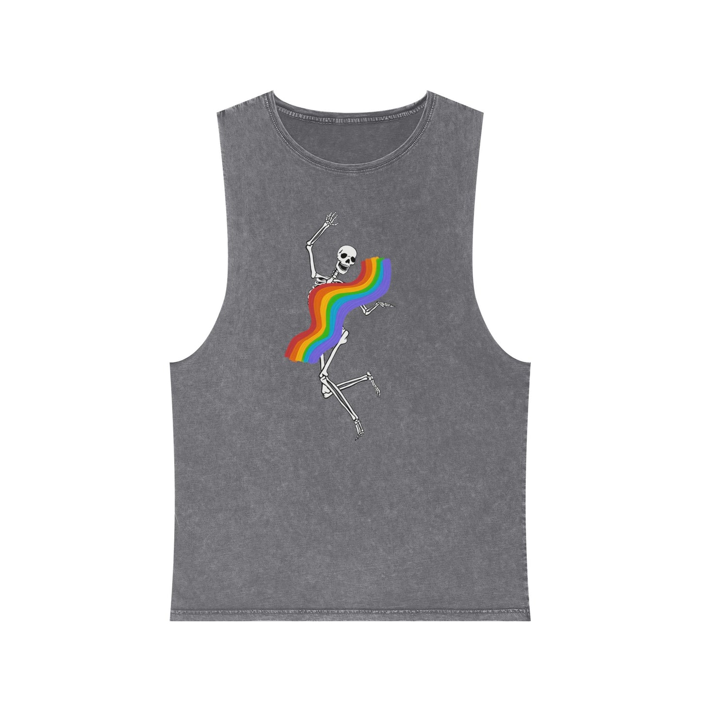 Rainbow Skeleton Stonewash Tank Top